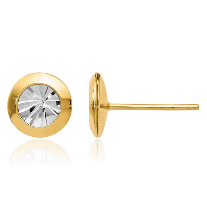 14K Solid Yellow Gold Stud Earrings