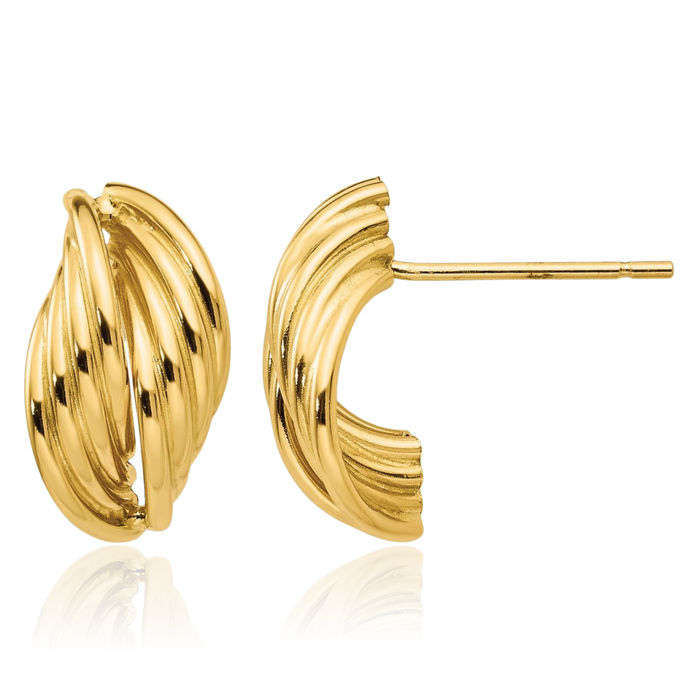 14K Solid Yellow Gold Stud Earrings