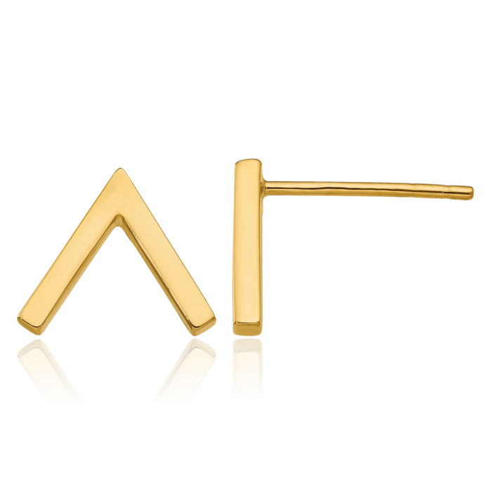 14K Solid Yellow Gold Stud Earrings