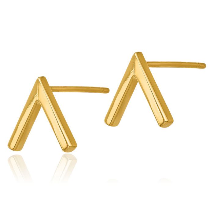 14K Solid Yellow Gold Stud Earrings