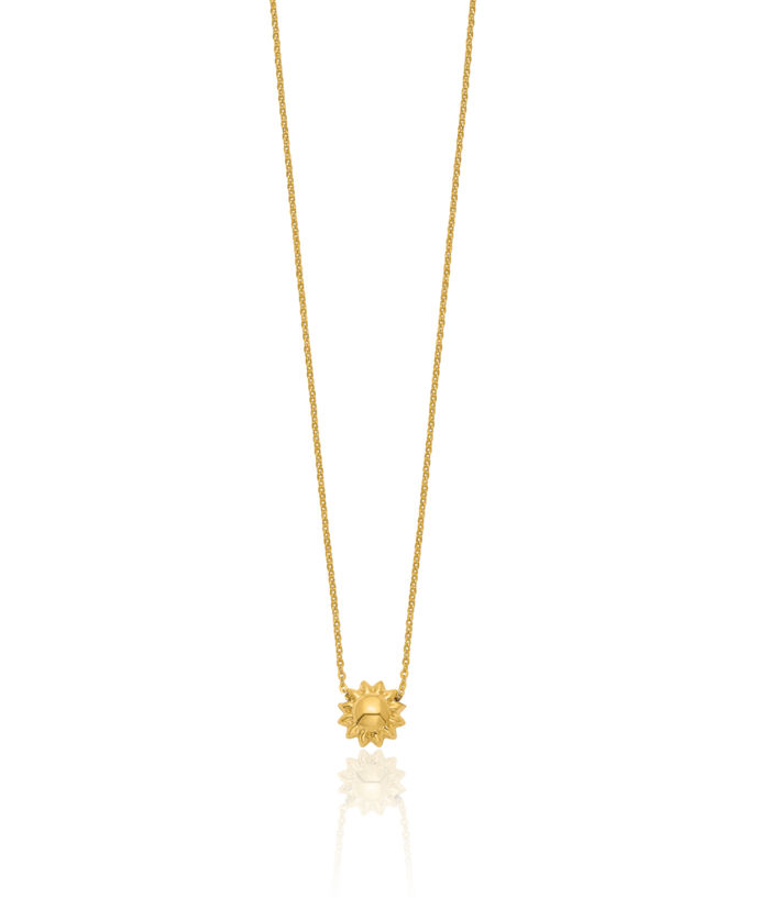 14K Solid Yellow Gold Sun Necklace Chain Celestial Jewelry