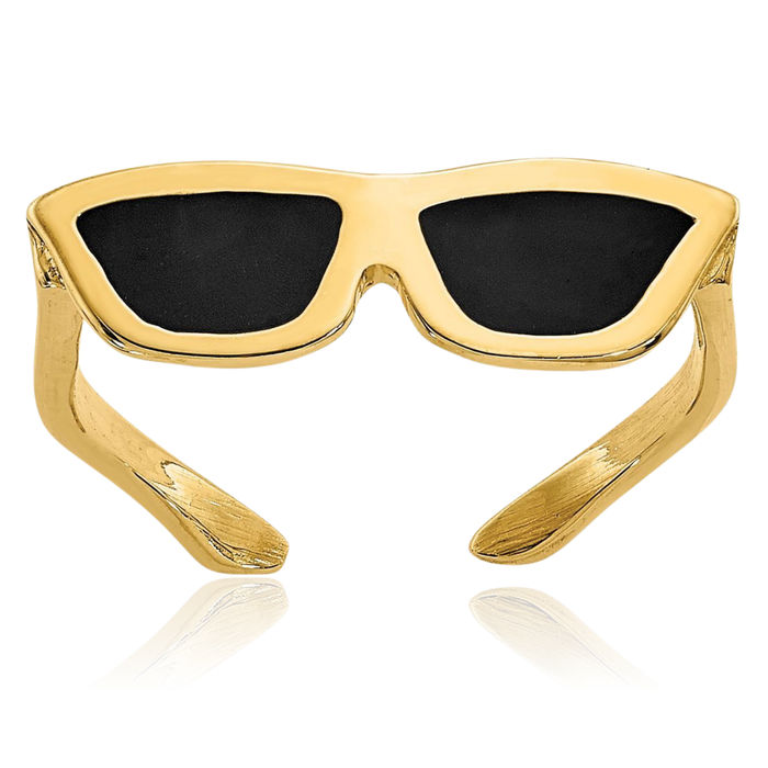 14K Solid Yellow Gold Sunglasses Adjustable Toe Ring Open Midi Band Summer Beach Jewelry