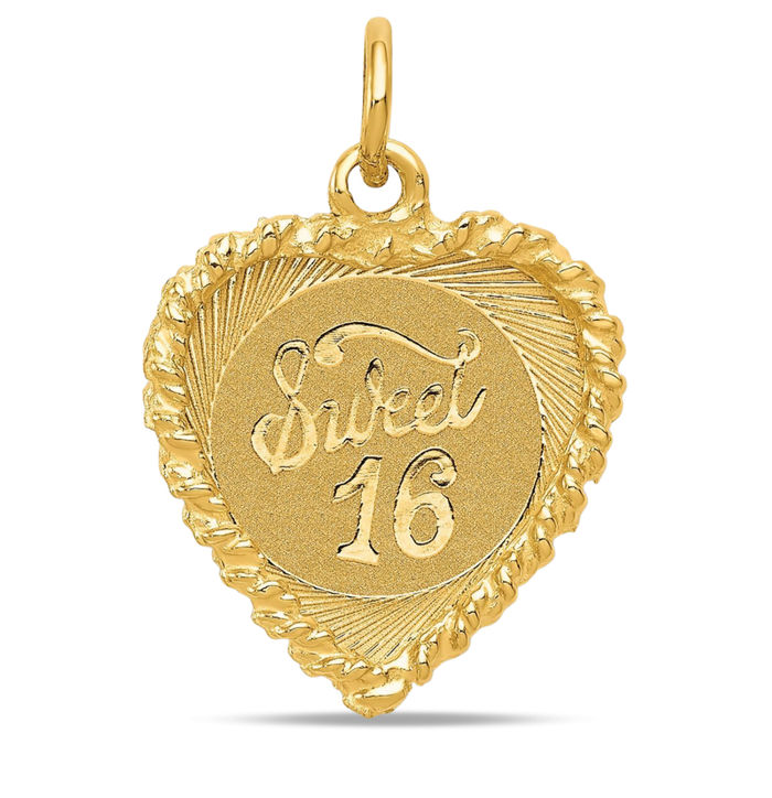 14K Gold Sweet 16 outlets Heart Pendant, birthday gift