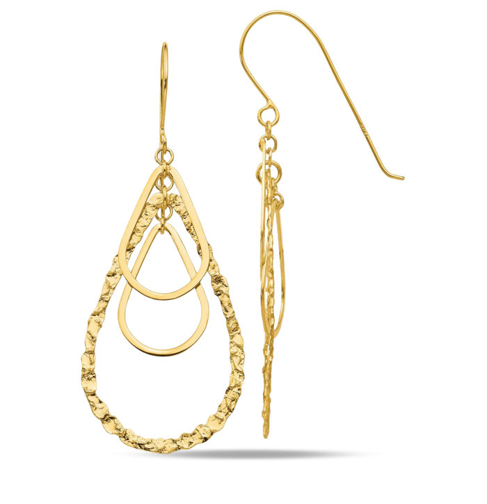 14K Yellow Gold Tear Drop Earrings