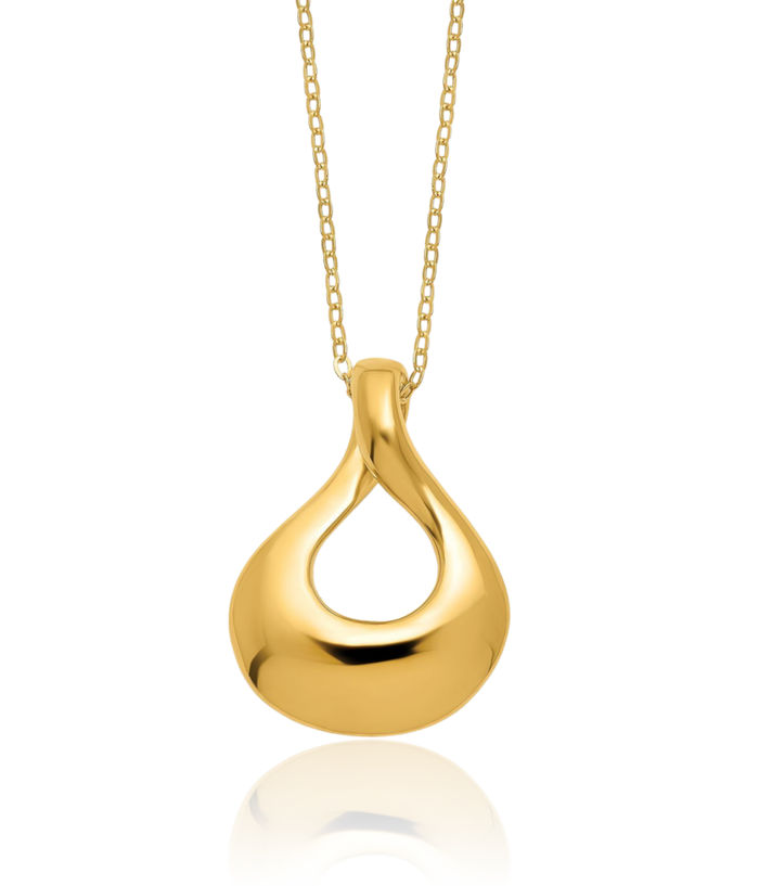 14K Solid Yellow Gold Tear Drop Chain Necklace