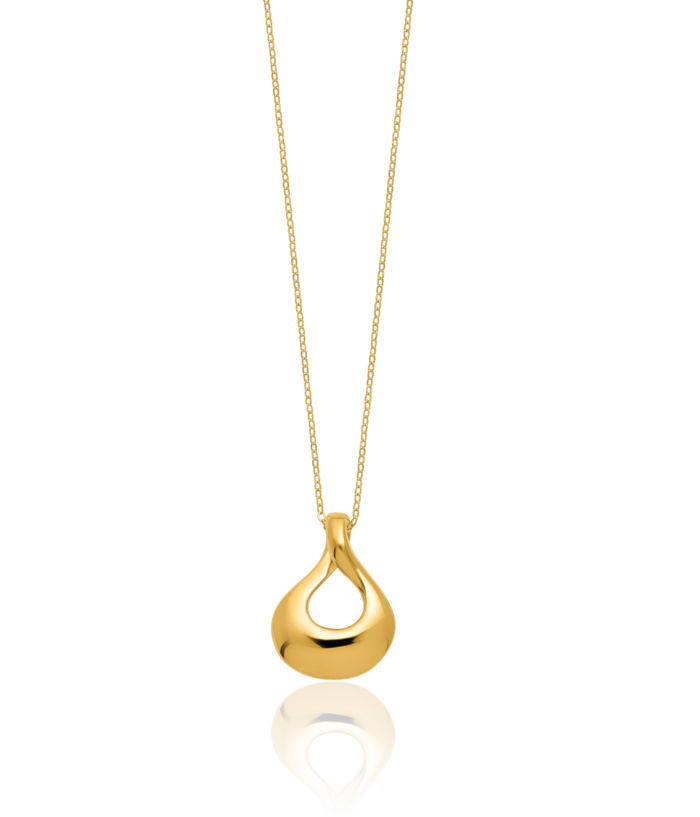 14K Solid Yellow Gold Tear Drop Chain Necklace