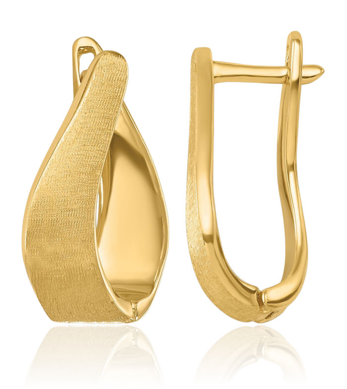 14K Solid Yellow Gold Teardrop Drop Dangle Earrings