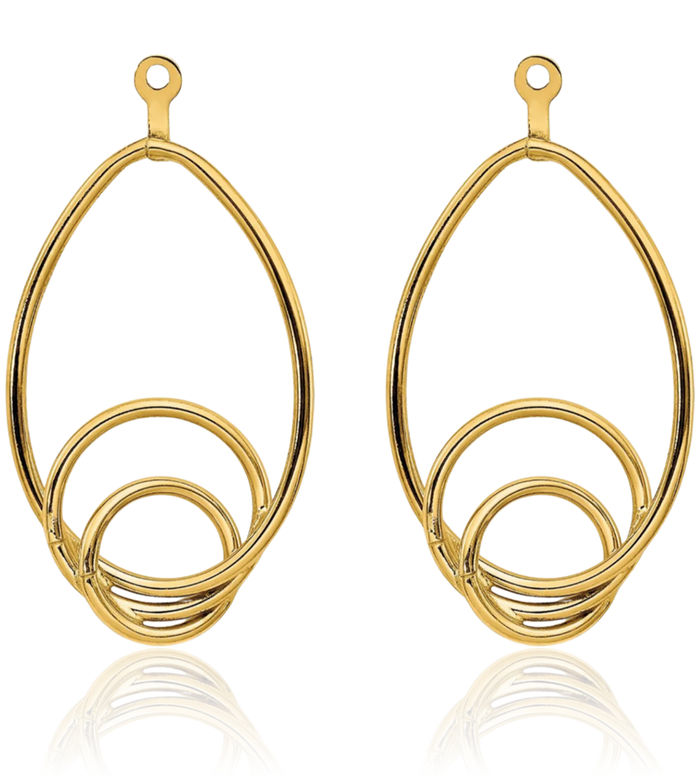 14K Solid Yellow Gold Teardrop Earring Jackets for Studs