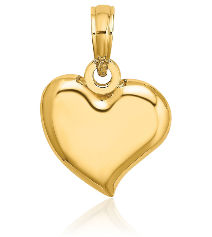 14K Solid Yellow Gold Teardrop Heart Necklace Pear Pendant Charm