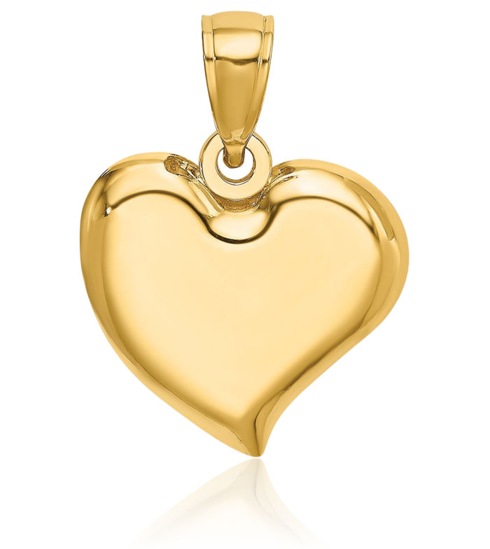 14K Solid Yellow Gold Teardrop Heart Necklace Pear Pendant Charm