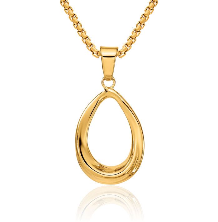 14K Solid Yellow Gold Teardrop Necklace Pear Pendant Charm