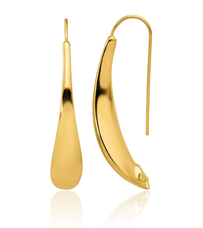 14K Solid Yellow Gold Threader Drop Dangle Earrings