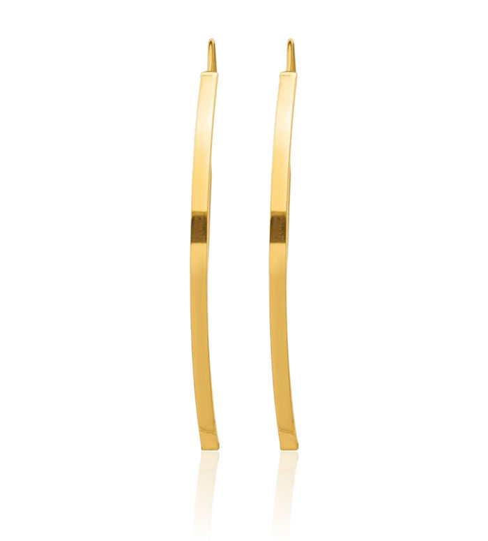 14K Solid Yellow Gold Threader Drop Dangle Earrings