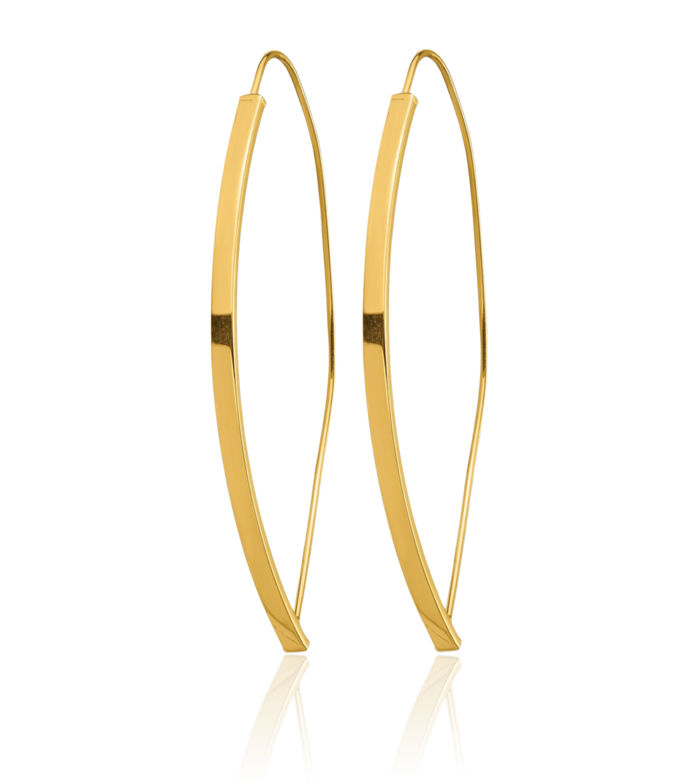 14K Solid Yellow Gold Threader Drop Dangle Earrings