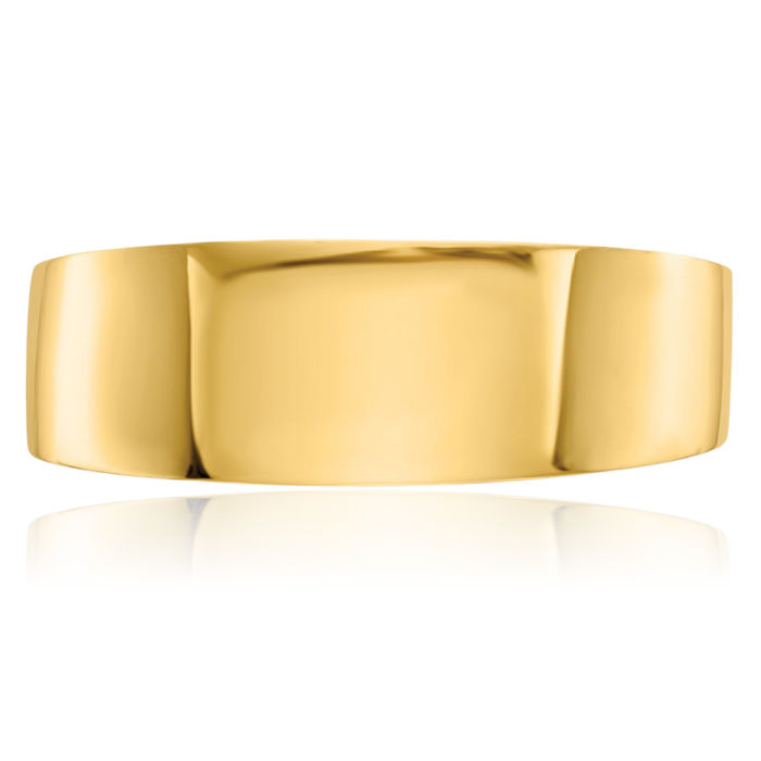 14K Solid Yellow Gold Top Tapered Plain Classic Wedding Band Ring