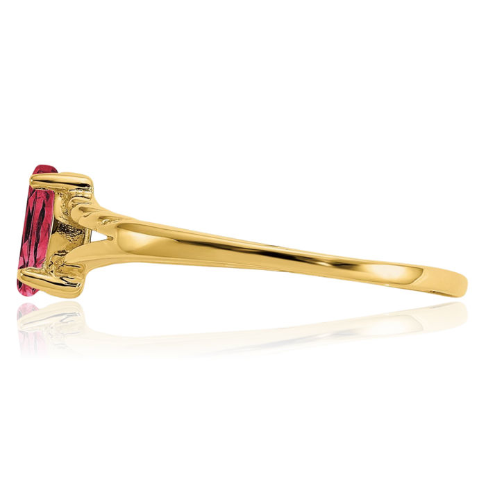 14K Solid Yellow Gold Pink Tourmaline Ring Gemstone Band October Birthstone Jewelry