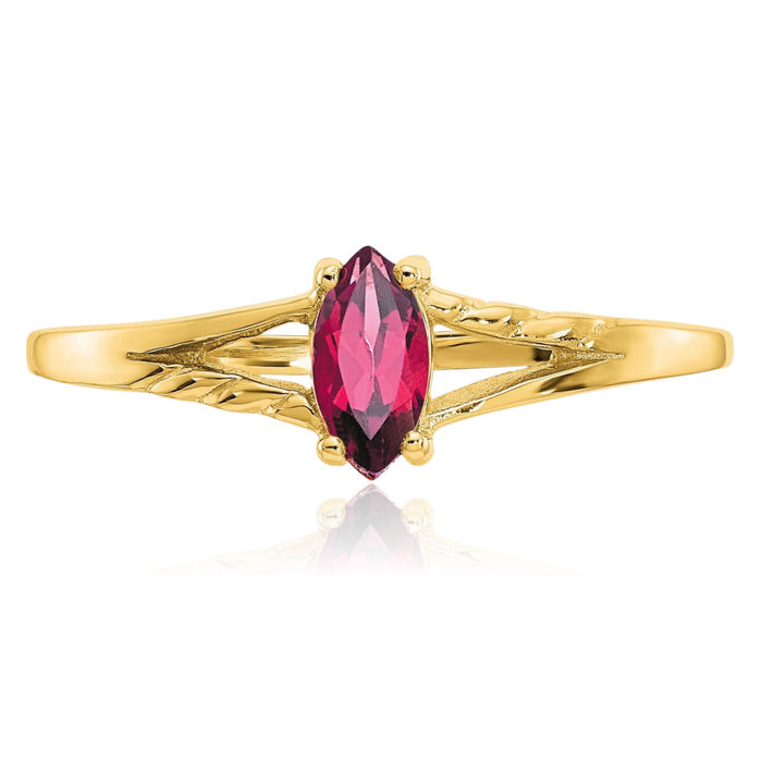 14K Solid Yellow Gold Pink Tourmaline Ring Gemstone Band October Birthstone Jewelry