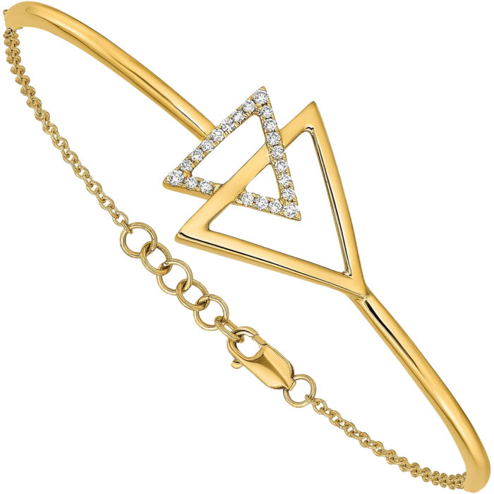 14K Solid Yellow Gold Triangle Diamond Tennis Bracelet