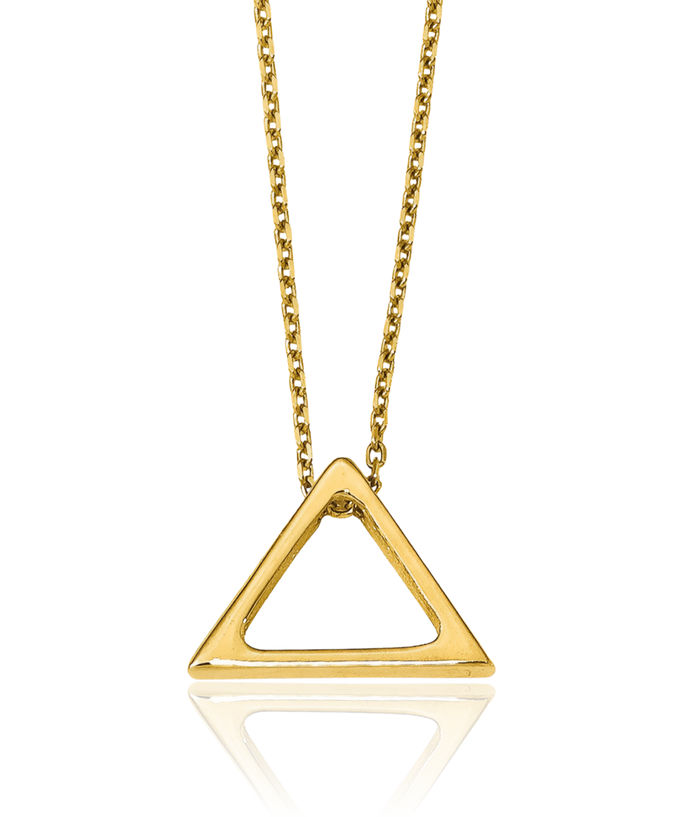 14K Solid Yellow Gold Triangle Geometric Necklace Chain