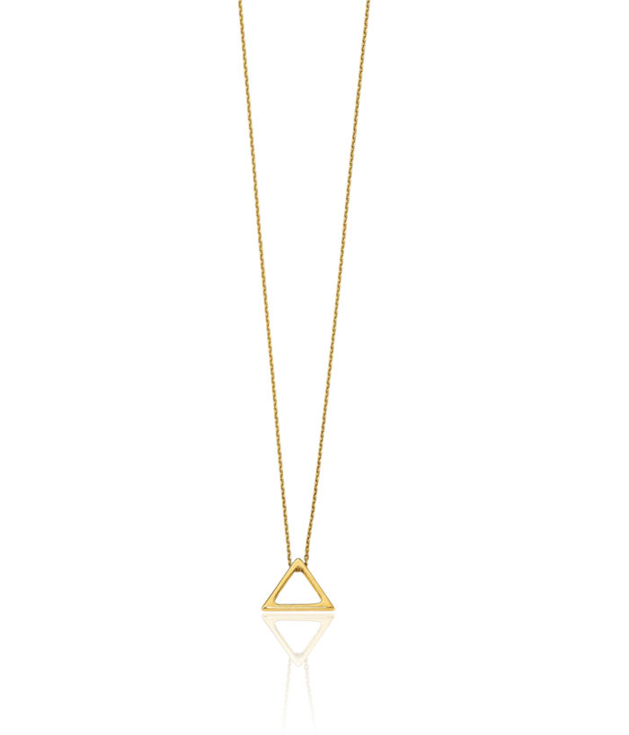 14K Solid Yellow Gold Triangle Geometric Necklace Chain