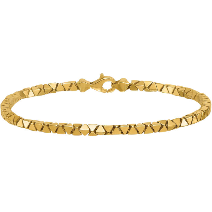 14K Solid Yellow Gold Triangular Link Chain Bracelet