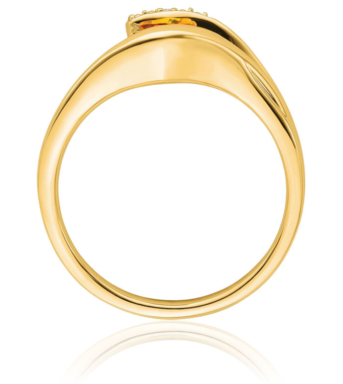 14K Solid Yellow Gold Trillion Orange Citrine Diamond Ring Gemstone Band November Birthstone Jewelry