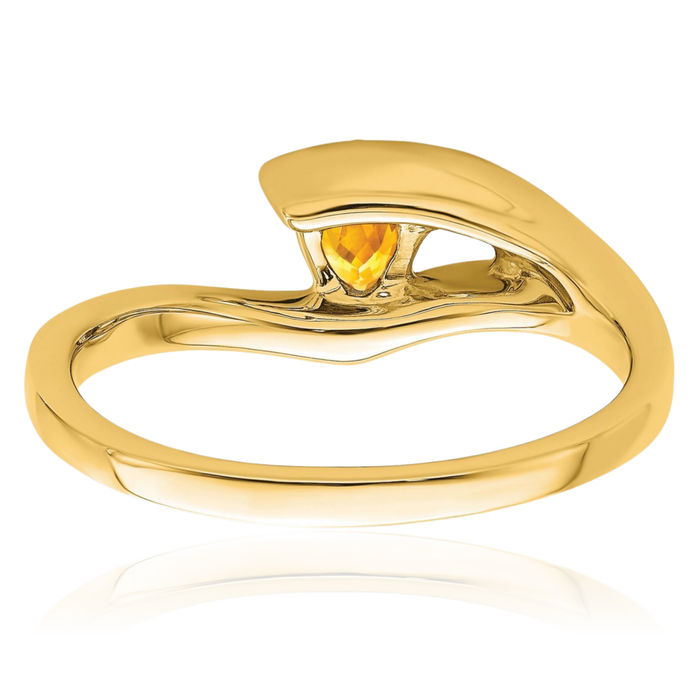 14K Solid Yellow Gold Trillion Orange Citrine Diamond Ring Gemstone Band November Birthstone Jewelry