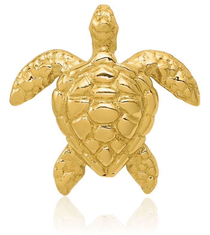 14K Solid Yellow Gold Sea Turtle Floating Chain Slide Pendant Necklace Charm