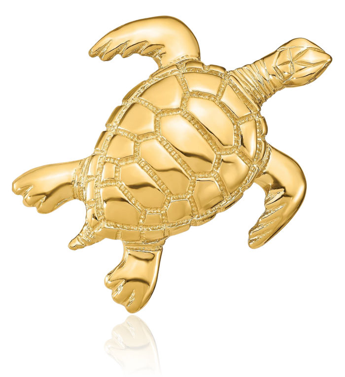 14K Solid Yellow Gold Sea Turtle Slide Necklace Chain Pendant Charm