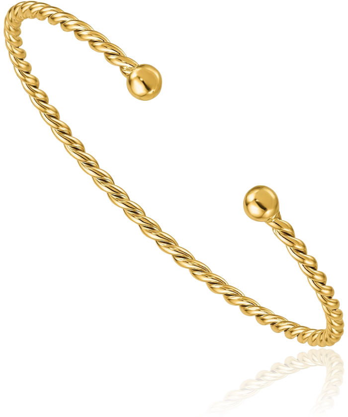 14K Solid Yellow Gold Twisted 2.7mm Cuff Bracelet