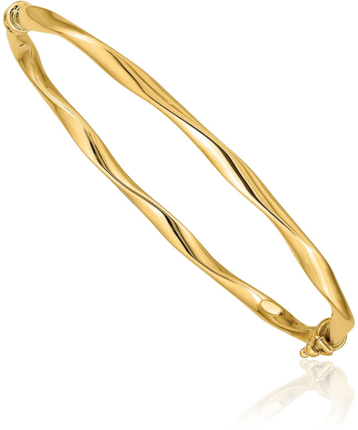 14K Solid Yellow Gold Twisted Tube Bangle Bracelet