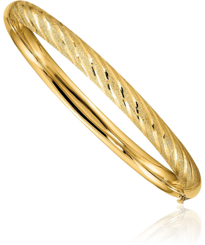 14K Solid Yellow Gold Twisted Bangle Bracelet