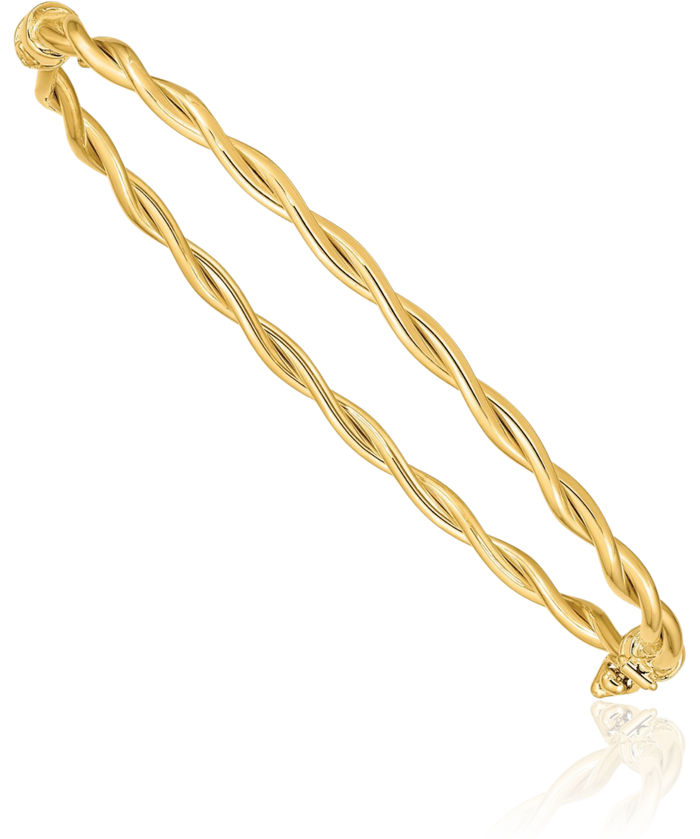 14K Solid Yellow Gold Twisted Bangle Bracelet