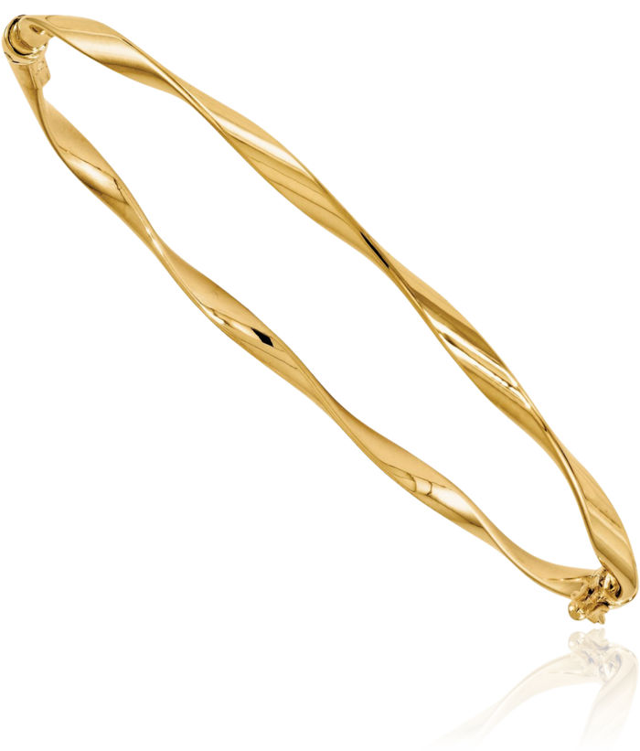 14K Solid Yellow Gold Twisted Bangle Bracelet