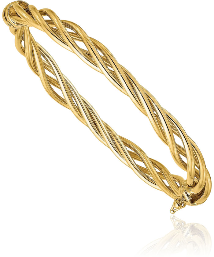 14K Solid Yellow Gold Twisted Bangle Bracelet