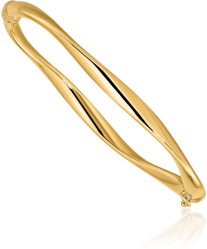 14K Solid Yellow Gold Twisted Bangle Bracelet