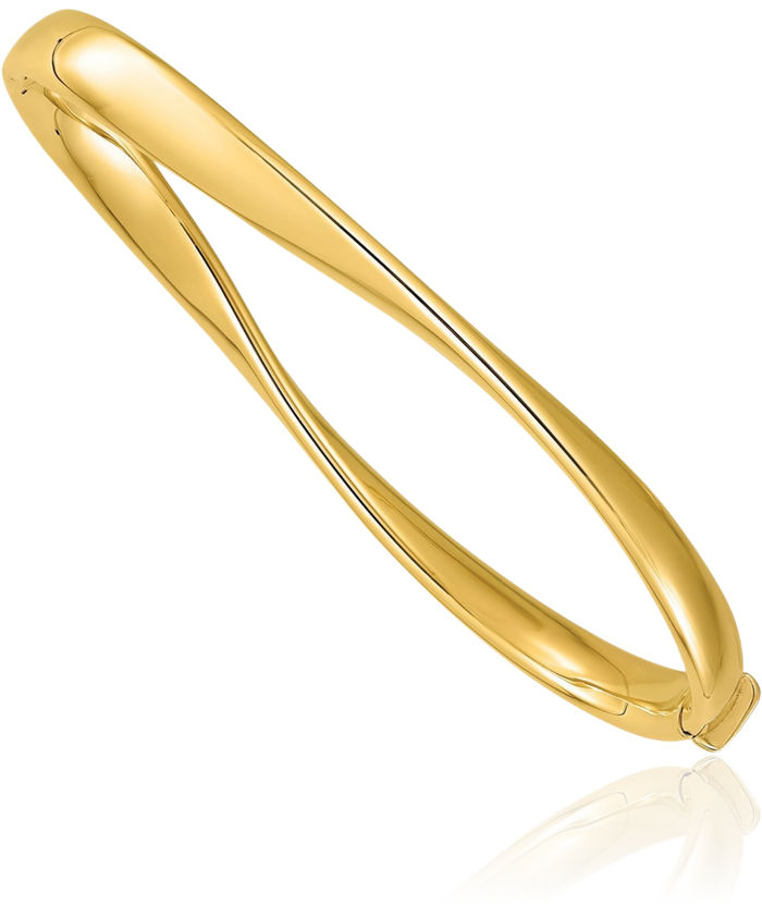 18K Solid Yellow Gold Twisted Bangle Bracelet