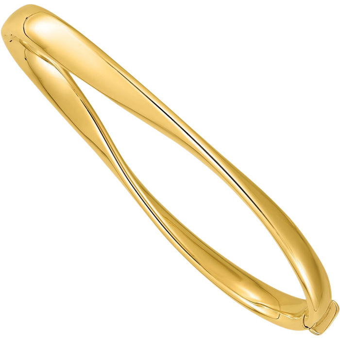 14K Solid Yellow Gold Twisted Bangle Bracelet