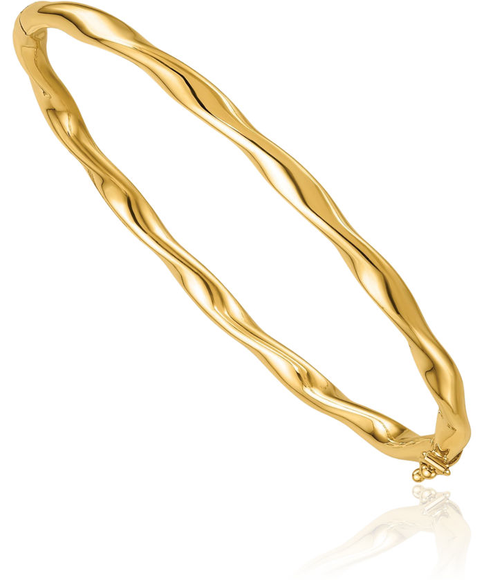 14K Solid Yellow Gold Twisted Bangle Bracelet