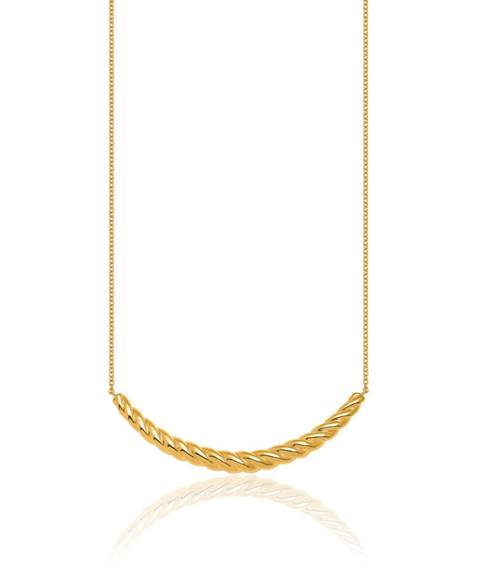 14K Solid Yellow Gold Twisted Bar Necklace Chain