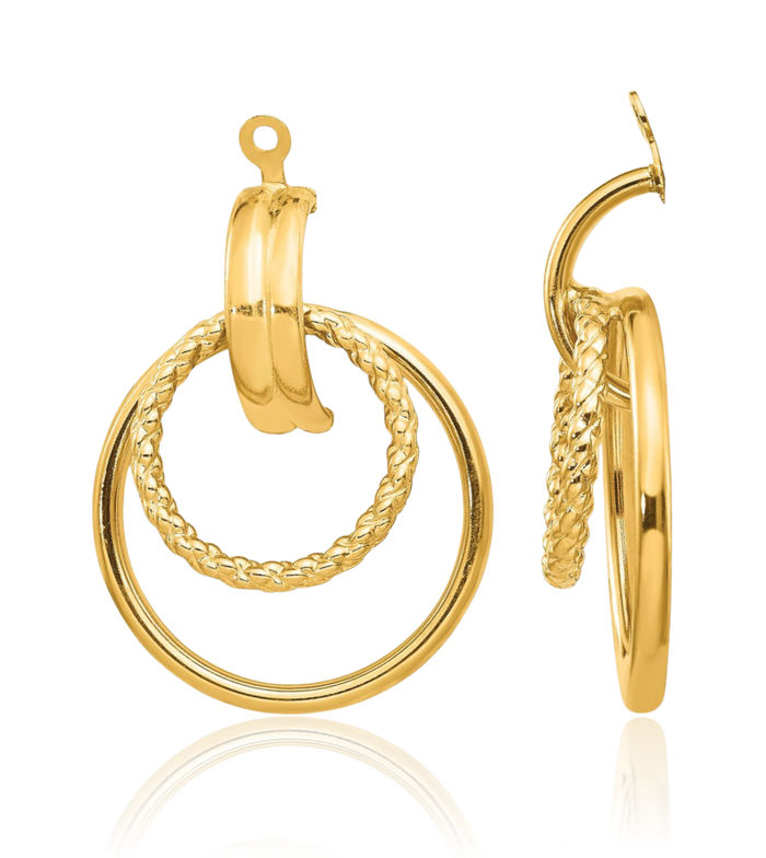 14K Solid Yellow Gold Twisted Earring Jackets for Studs