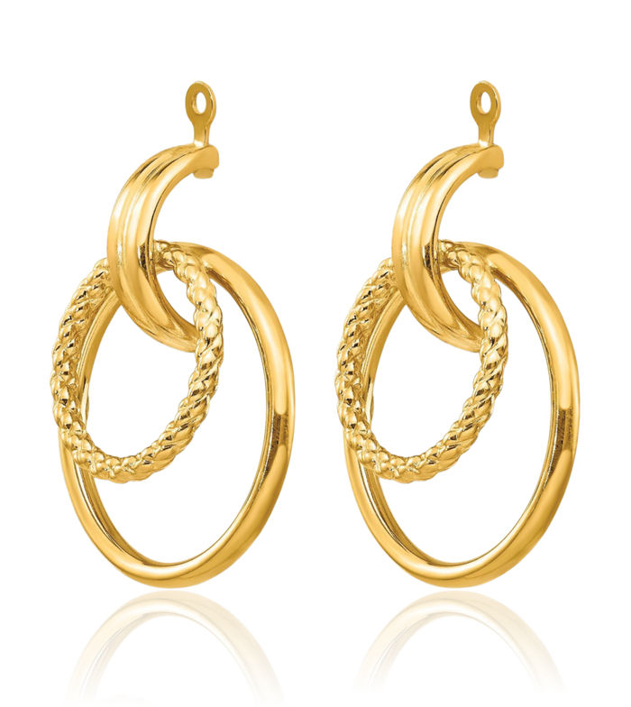 14K Solid Yellow Gold Twisted Earring Jackets for Studs
