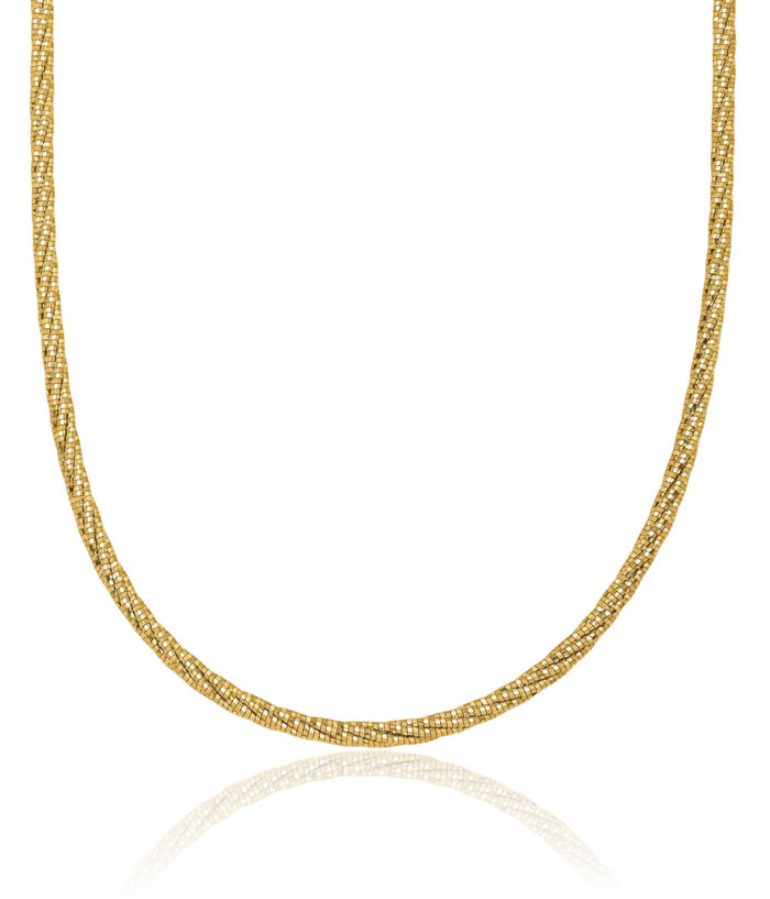 14K Solid Yellow Gold Twisted Neck Collar Neckwire Chain Cuff Choker Necklace