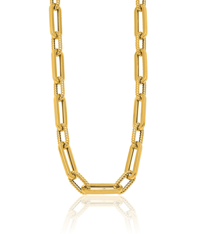 14K Solid Yellow Gold Twisted Oval Link Necklace Chain