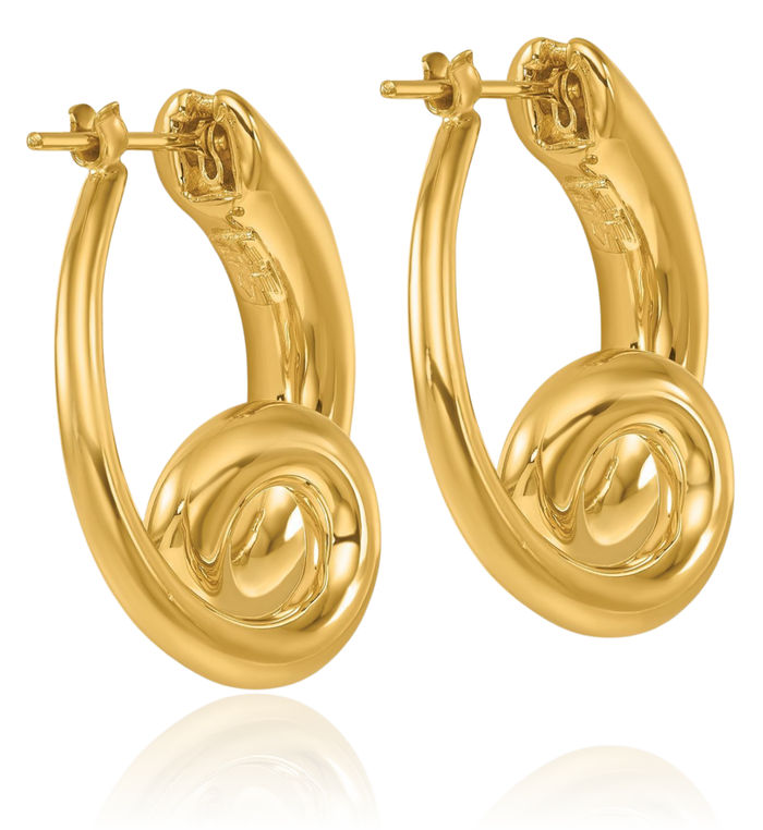 14K Solid Yellow Gold Twisted Round Medium Hoop Earrings