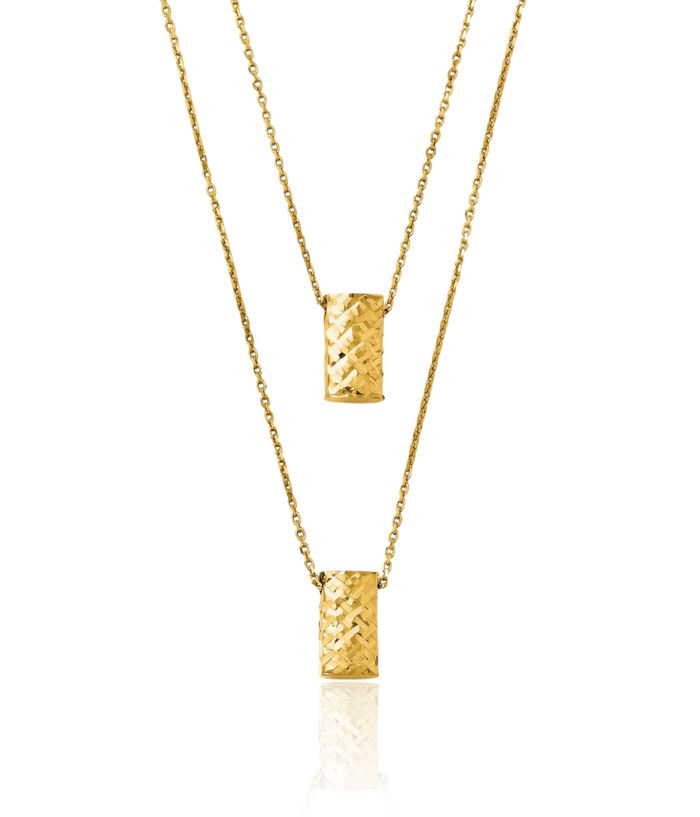 14K Solid Yellow Gold Two Layering Chain Necklace