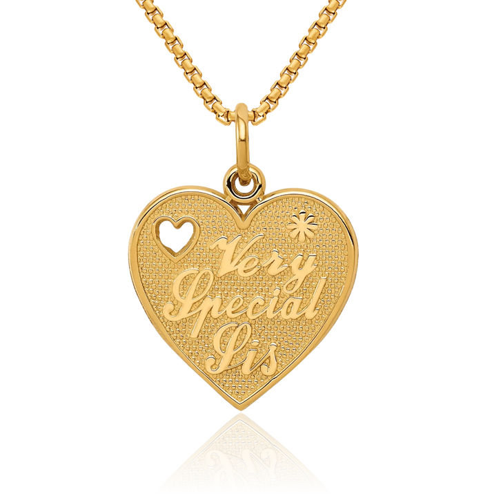 14K Solid Yellow Gold Very Special Sis Necklace Chain Pendant Charm