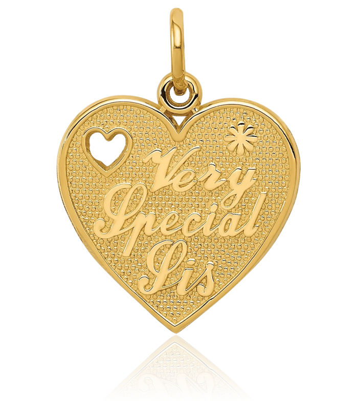 14K Solid Yellow Gold Very Special Sis Necklace Chain Pendant Charm