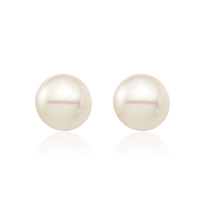 14K Solid Yellow Gold 6 7 White Round Freshwater Cultured Pearl Screw Back Stud Earrings