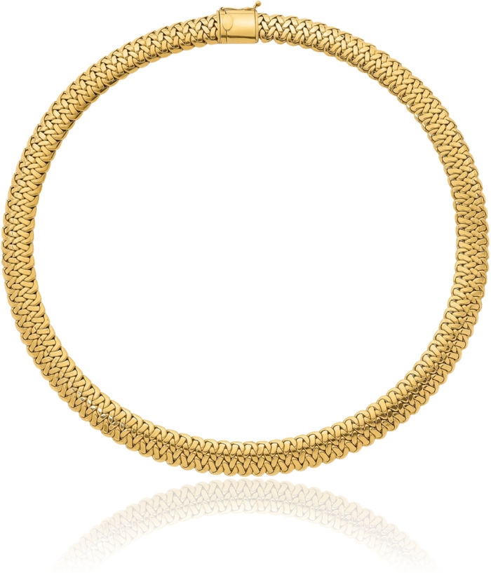 14K Solid Yellow Gold Woven Link Neck Collar Neckwire Chain Cuff Choker Necklace